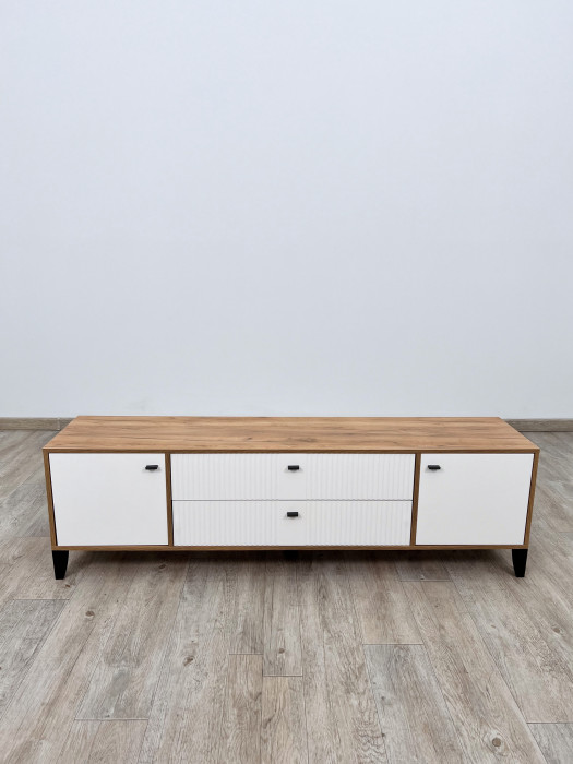 Тумба ТВ Парус-10 дуб крафт золотой/карбон латте