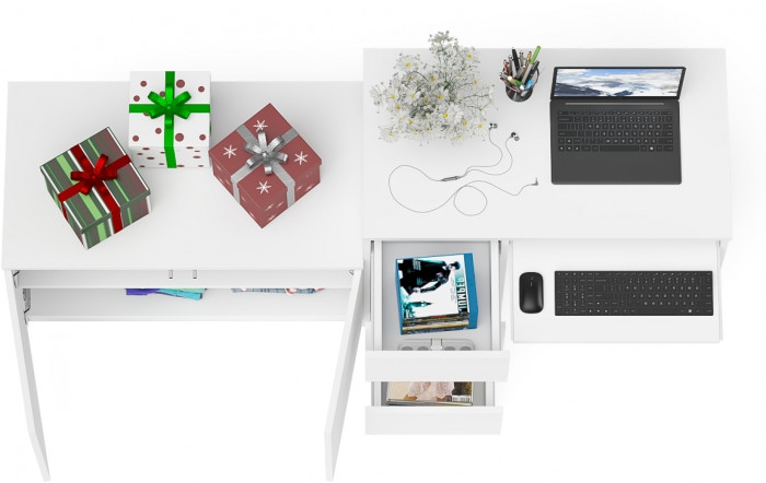 Мори компьютерный стол МС-6 левый + Тумба МА900.1, белый