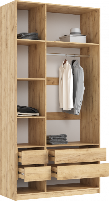 Марвэл Шкаф 3-х створчатый 1200, с доп.ящиками Браш Мени Грин, Дуб Крафт