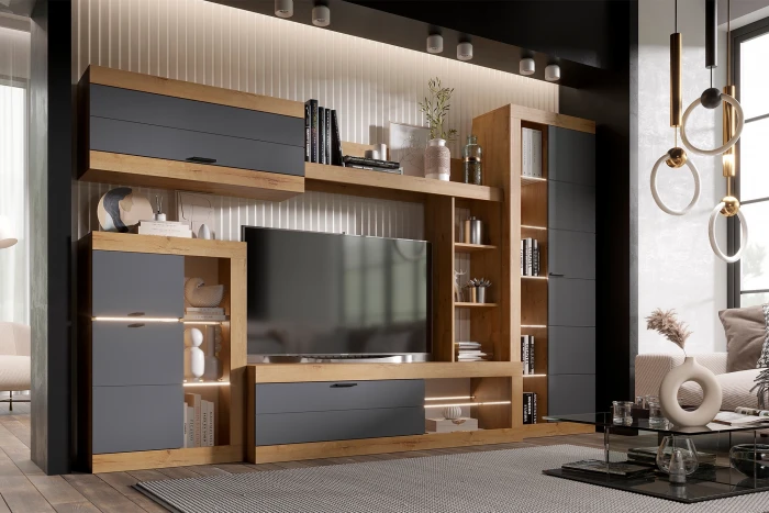 Прага Модульная Гостиная, вариант №4, вотан/Графит