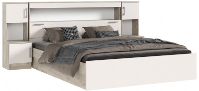 Кровать 1,6м с надстройкой, Крафт серый/Кашемир