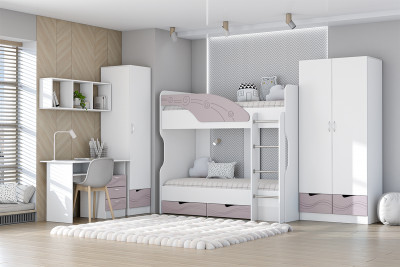 Детская комната Бриз МДФ, набор 6, Белый/Ирис (Волна)