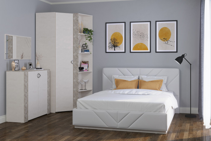 Амели Комод 13.107 + Зеркало, цвет шёлковый камень/бетон чикаго беж, ШхГхВ 108х41,3х165 см.