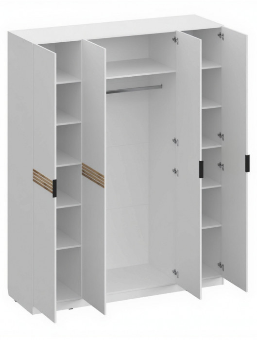 Шкаф 4-х створчатый ШК-4105, Белый/Профиль МДФ Дуб вотан