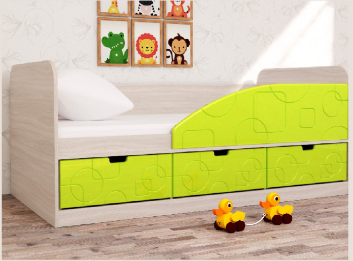 Кровать Бриз-4 80х160 Квадрат (Ясень шимо светлый/Шоколад/Квадрат)