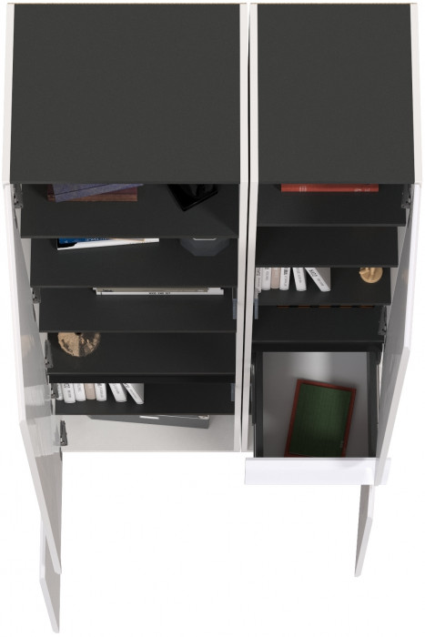 Сидней 13.202 Шкаф с ящиком + Шкаф 13.200, корпус: белый/чёрный/фасады: МДФ белый глянец