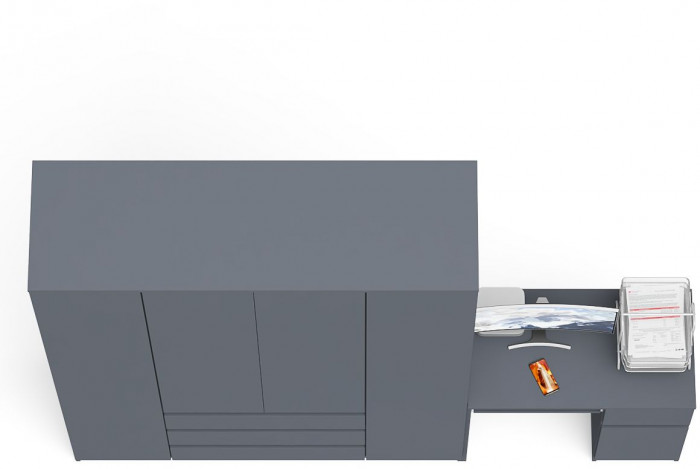 Мори компьютерный стол МС-1 правый + Шкаф МШ1600.1, графит