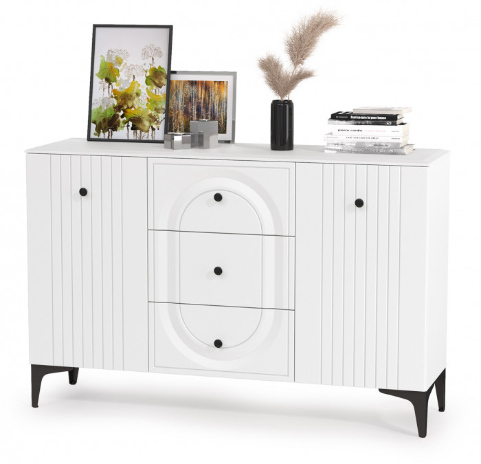 Валенсия Гостиная № 114, ЛДСП белый шагрень/МДФ белый шагрень