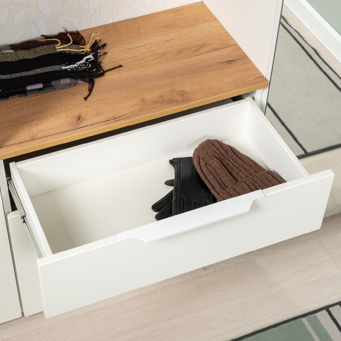 Октава Прихожая 31, белый шагрень/дуб крафт золотой/фасады МДФ белый шагрень