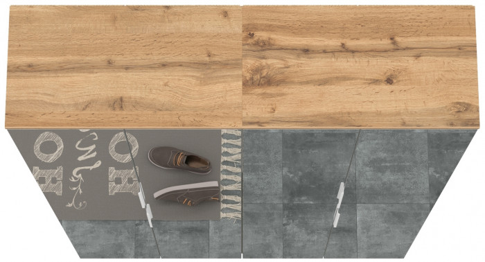 Октава 13.338 Шкаф для одежды + 13.338 Шкаф, цвет серый графит/дуб крафт золотой/фасады МДФ серый графит и зеркало, ШхГхВ 128,8х35,3х197,6 см.