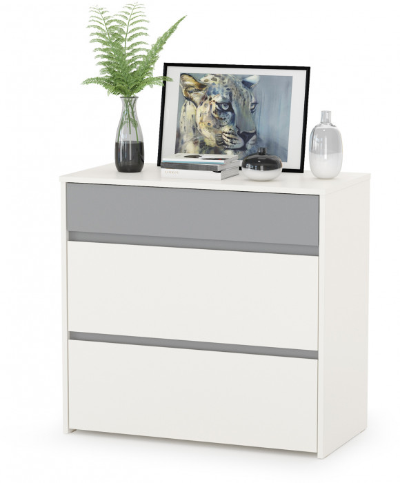 Торонто 12.149 Стол + 13.321 Комод, белый шагрень/стальной серый