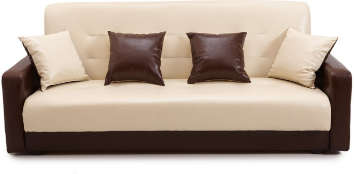 Диван-кровать Аккорд 120х190, книжка, экокожа, цвет коричнево-бежевый