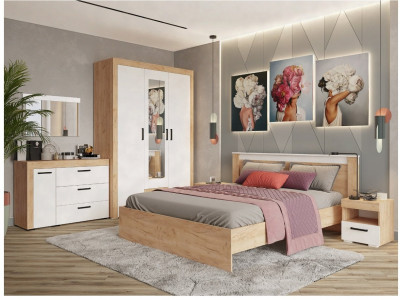 Модульная Спальня Адель дуб крафт золотой/белый