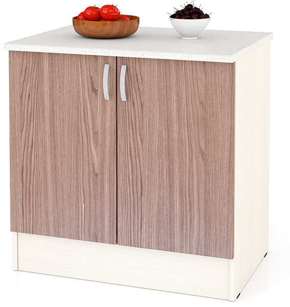 Кухня Мери ШН800 Стол 80 см., цвет дуб/ясень шимо тёмный, ШхГхВ 80х60х85 см. (столешница № 130 сахара белая)