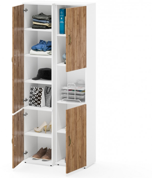 Лидер-8 Модуль Пенал + Пенал МД 22Б, белый шагрень/крафт золото