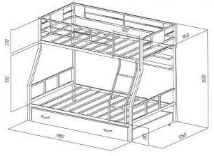 Двухъярусная кровать Гранада-1ПЯ, серый / Венге (Белый, Серый)