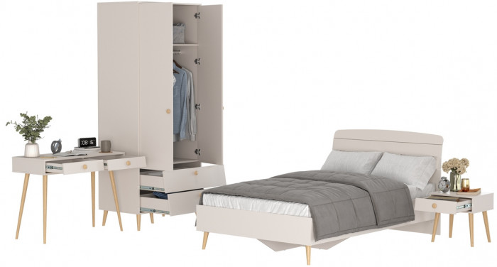 Афина Спальня 26-1200, цвет кашемир серый, сп.м. 1200х2000 мм., б/м, основание есть - фанера