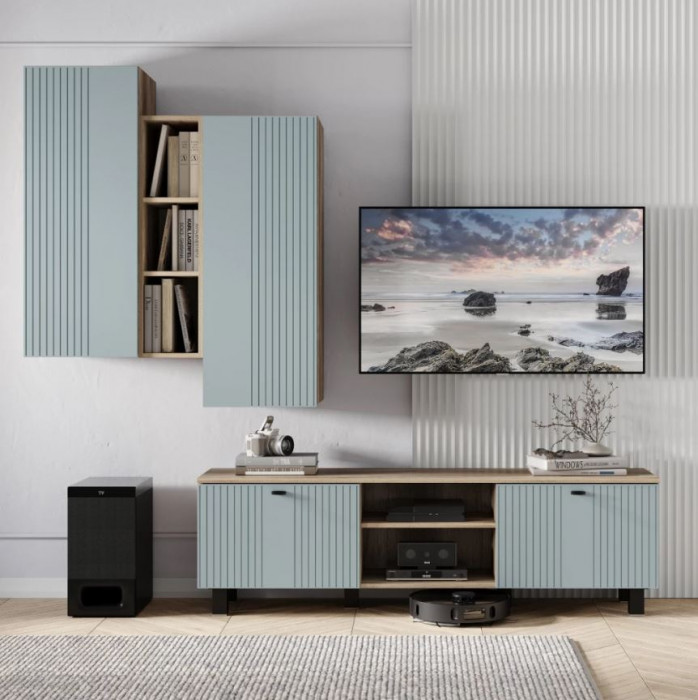 "Олива" ШКН-01 шкаф навесной Дуб каньон/МФ11 Шарли бриз