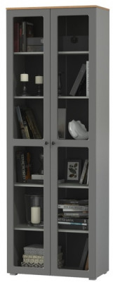 Остин 16.394.02 Шкаф-витрина, серый графит/дуб крафт золотой