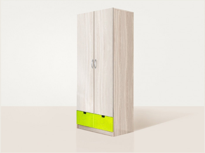 Бриз МДФ Шкаф 2 створчатый (Волна/Ясень шимо светлый/Шоколад)