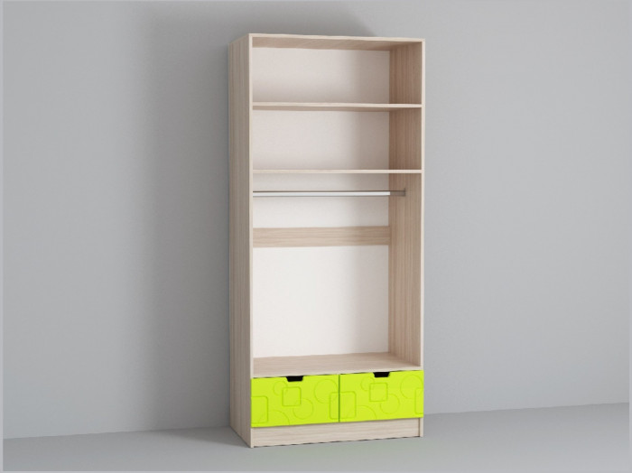 Бриз МДФ Шкаф 2 створчатый (Волна/Ясень шимо светлый/Шоколад)