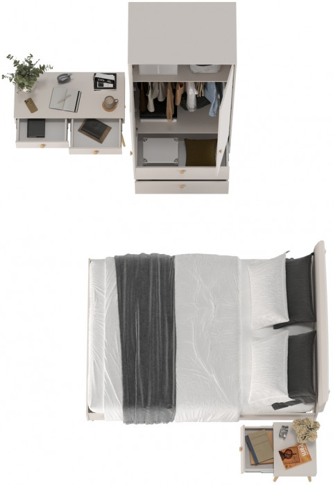 Афина Спальня 26-1400, цвет кашемир серый, сп.м. 1400х2000 мм., б/м, основание есть - фанера