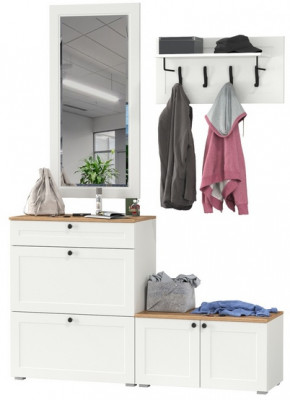 Остин Прихожая 44, цвет белый шагрень/дуб крафт золотой, ШхГхВ 160х41,9х210 см., универсальная сборка