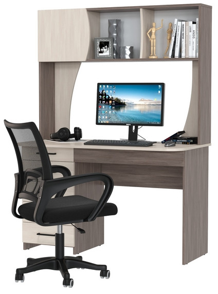 Стол 6-0606 Сигма + кресло 103 чёрное, цвет бодега тёмный/бодега светлый, ШхГхВ 120,5х60,5х166 см., НЕ универсальная сборка