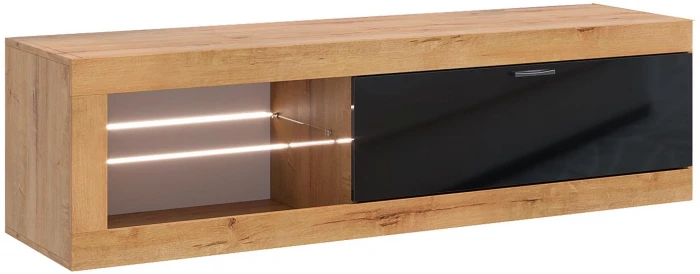 Прага Модульная Гостиная, вариант №5, вотан/Черный глянец