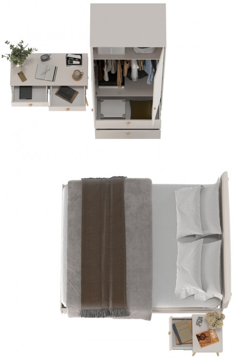 Афина Спальня 26-1600, цвет кашемир серый, сп.м. 1600х2000 мм., б/м, основание есть - фанера