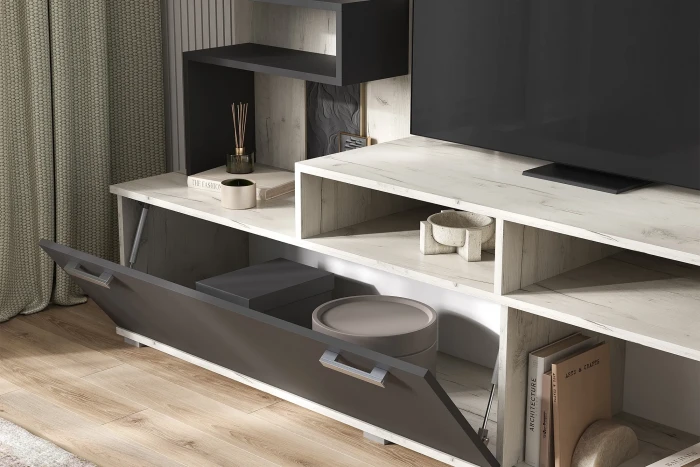 Гостиная Рица Дуб крафт белый/Графит