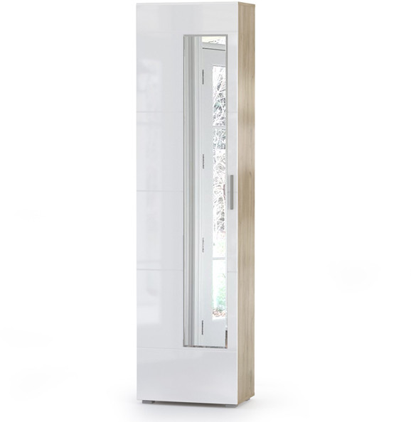 Лайн 08.122 Шкаф для одежды, цвет дуб крафт серый/фасады МДФ белый глянец, ШхГхВ 55х35х210 см., универсальная сборка