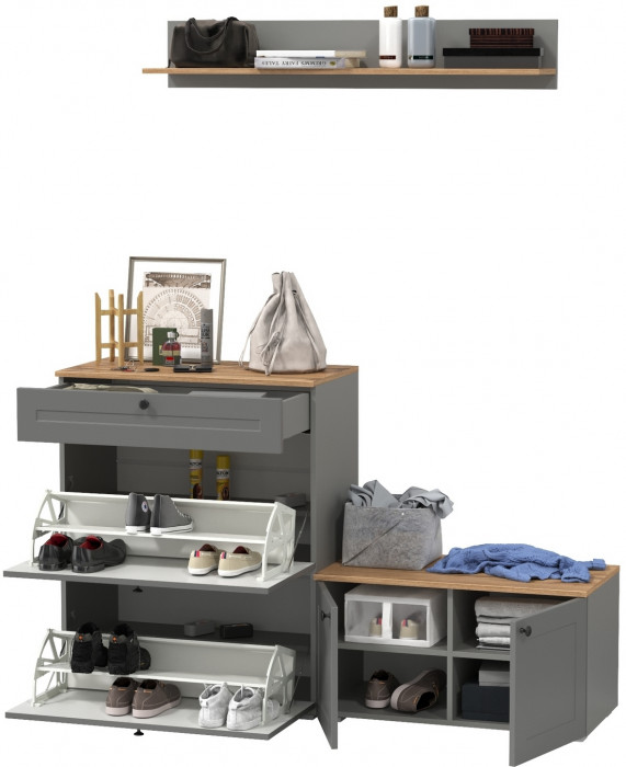 Остин Прихожая 65, серый графит/дуб крафт золотой