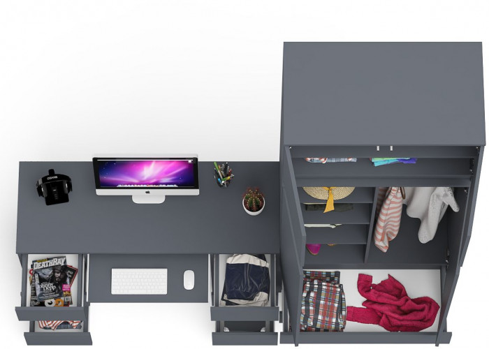 Мори компьютерный стол МС-2 + Шкаф МШ900.1 + Антресоль МА900.1, графит