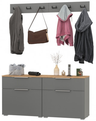 Октава Прихожая 05, серый графит/дуб крафт золотой/фасады МДФ серый графит