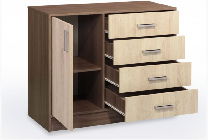 Комод К800-1Д, Вотан/Белый гладкий