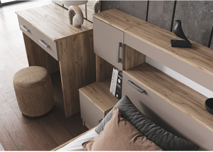 Модульная спальня Бася, Крафт серый/Кашемир