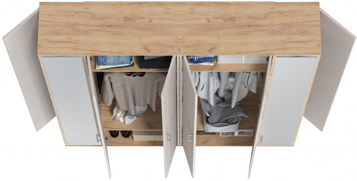 Две прихожих Домино-мини 2-3421дкз/к.с, дуб крафт золотой/кашемир серый