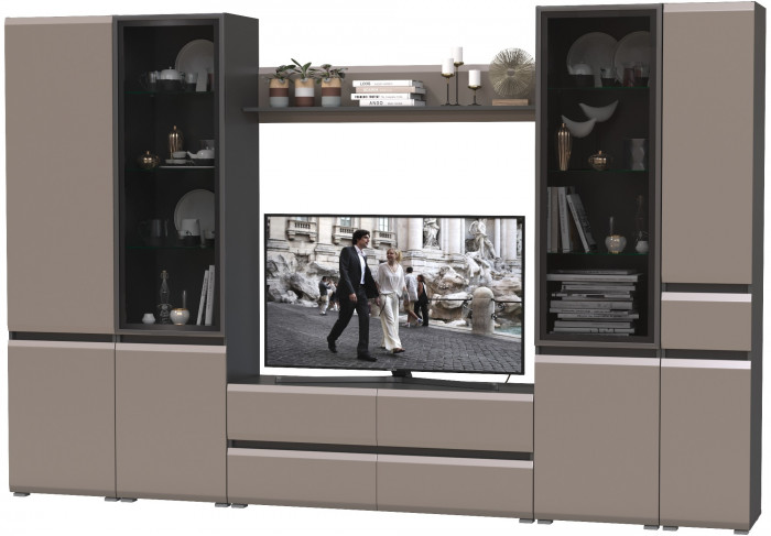 Сидней Комплектация № 058, корпус: антрацит/фасады: МДФ веллюто капучино