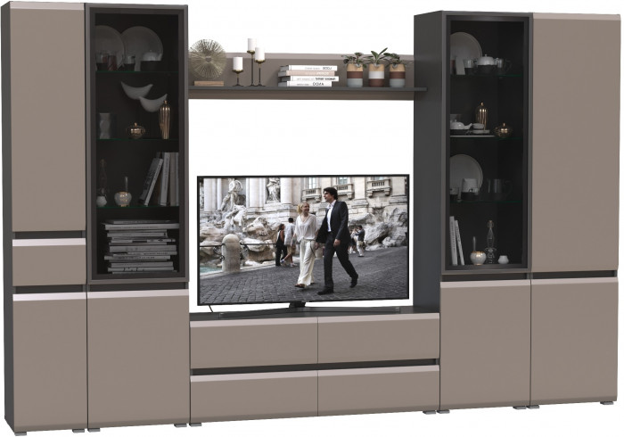 Сидней Комплектация № 058, корпус: антрацит/фасады: МДФ веллюто капучино