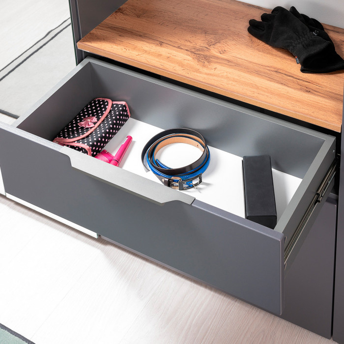 Октава Прихожая 35, цвет серый графит/дуб крафт золотой/фасады МДФ серый графит, ШхГхВ 194,2х35,4х197,6 см., универсальная сборка