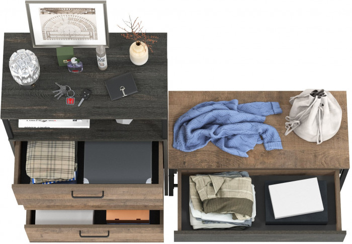 Трувор 13.241.03 Тумба для обуви + 13.307.02 Комод с ящиками, цвет дуб гранж песочный/интра, ШхГхВ 146х37х106,9 см., универсальная сборка