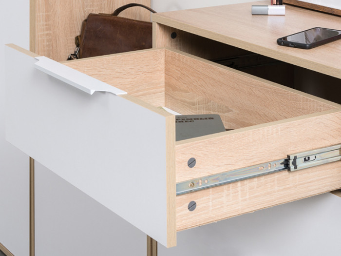 Куба Прихожая 8, обувница 13.113 + Вешалка 10.122 + обувница 13.114 + Зеркало, цвет дуб сонома/белый премиум, ШхГхВ 115х38,3х210,6 см., ун. сборка