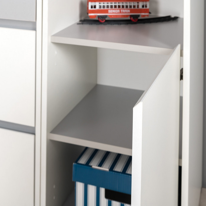 Торонто 13.13 Шкаф комбинированный + 13.321 Комод, белый шагрень/стальной серый