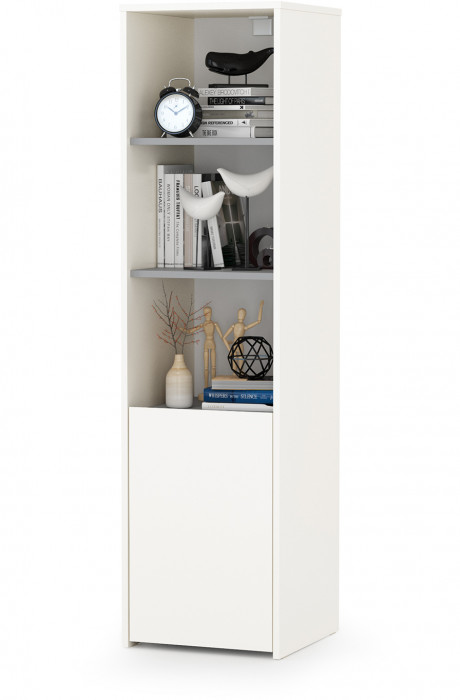 Торонто 13.13 Шкаф комбинированный + 13.321 Комод, белый шагрень/стальной серый