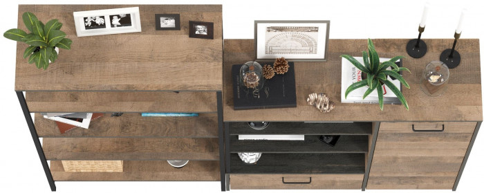 Трувор 13.151.01 Стеллаж + 13.307.01 Комод, дуб гранж песочный/интра