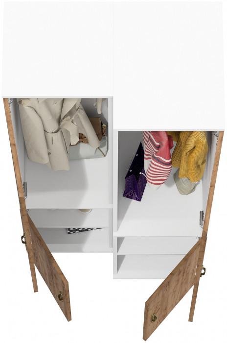 Лидер-8 Модуль Пенал МД 21Б + Пенал МД 23Б, белый шагрень/крафт золото