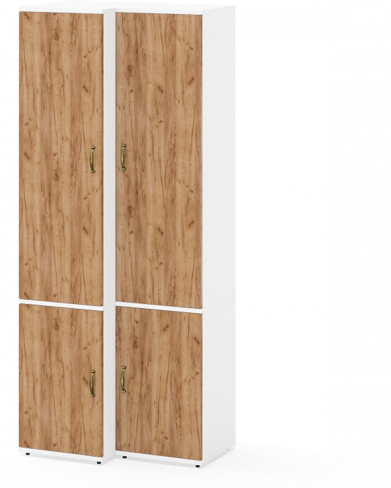 Лидер-8 Модуль Пенал МД 21Б + Пенал МД 23Б, белый шагрень/крафт золото