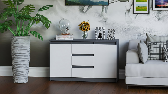 Мори Комод МК1200.3, графит/белый