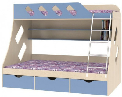 Дельта-20.01 Детская двухъярусная кровать с лестницей (Желтый, Дуб молочный)
